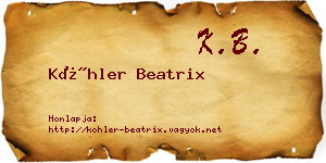 Köhler Beatrix névjegykártya
