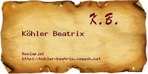 Köhler Beatrix névjegykártya